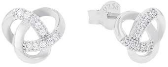 Amor Ohrstecker 925 Sterling Silber Damen Ohrschmuck, mit Zirkonia synth., 1 cm, Weiß, Kommt in Schmuck Geschenk Box, 9177448