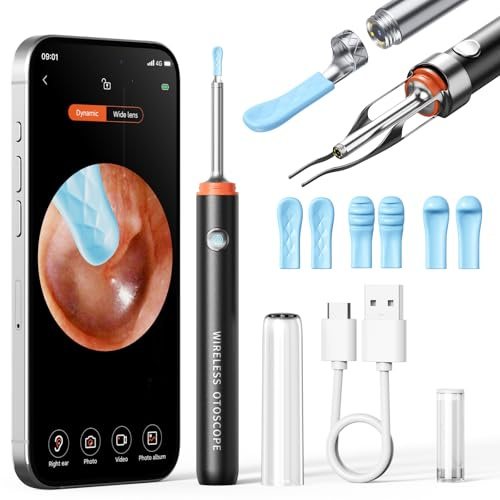 Earwax Removal Tool Camera - Earwax Removal Kit with Tweezers - Ear Cleaner with Camera - 1080P HD Ear Camera with 6 Ear Scoops - Ear Cleaner for iOS and Android