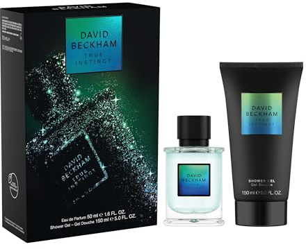 David Beckham True Instinct Eau de Parfum & Shower Gel Body Spray Gift Set for Him, Captivating, Seductive Scent, 50ml & 150ml