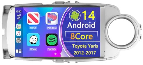 Android CarPlay Radio para Toyota Yaris 2012-2017 9 Pulgada Touchscreen 2 DIN Autoradio con Android Auto Navegación GPS FM Bluetooth RDS AHD Wi-Fi DSP Cámara Trasera(Right,2+32GB 4Core)