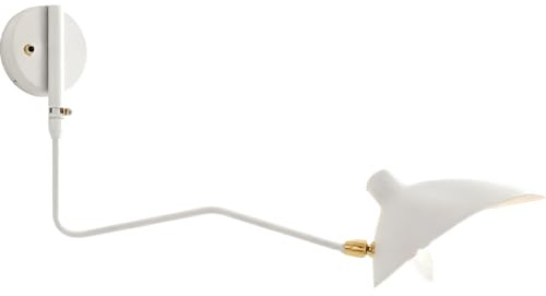 Jatwefiv Wandlampe mit Schwenkarm Lange Wandlampen Verstellbarer Arm E27 Industrielle Vintage Wandleuchte für Wohnzimmer Nachttisch Arbeitszimmer Nachttisch Bar Café Beleuchtung,Weiß,65cm