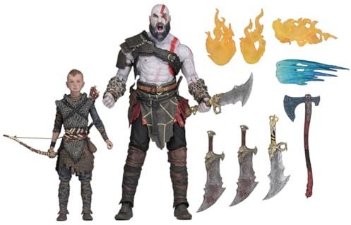 Jilijia Kratos Actionfigur Atreus und Kratos Statue Spiel Charakter Sammelmodell 18 cm PVC Figur Schreibtisch Dekoration Geschenke für Fans