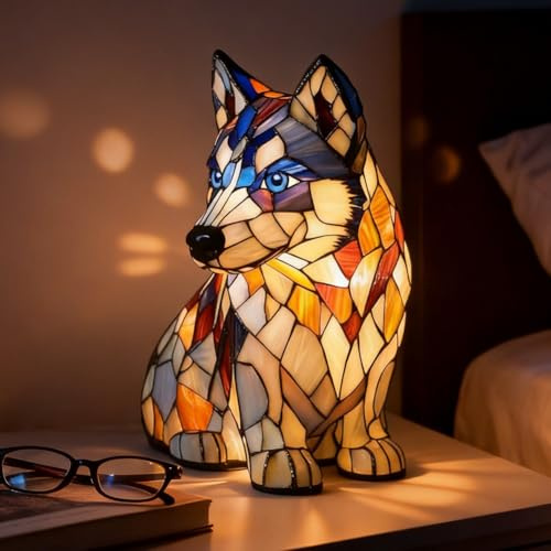 LOMUG Heiser Deko Nachtlicht, Hundeserie LED Lampe, Hundelampen aus Harz, Haustier Dekolampe Nachtlampe für Hundefans, Wohndeko Night Light Energieklasse A