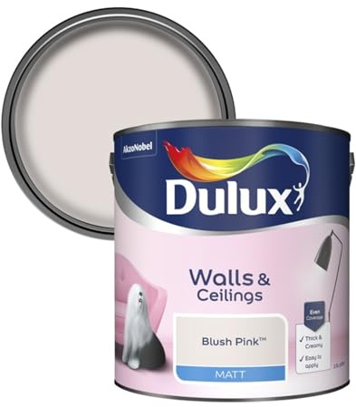 Dulux Walls & Ceilings Emulsion Paint,Soft Warm Neutral Shade, Non-Reflective Matt Surface, Even Coverage for Interior Paint for Living Rooms, Bedrooms & Ceilings (Blush Pink, 2.5 Liters)