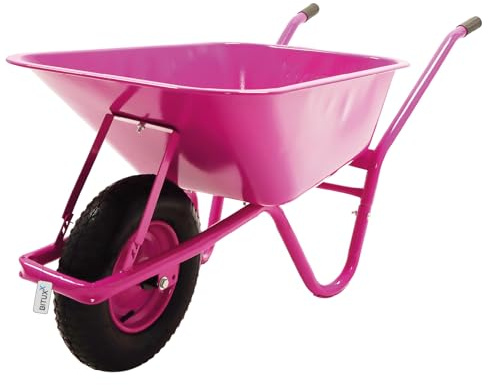 BITUXX® Schubkarre 100L Schubkarren Schiebkarre Bauschubkarre Verzinkt mit Luftreifen und Nadelgelagerter Achse bis 250kg Pink