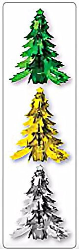 CONCEPT4U® 34cm Green/Gold/Silver Foil Christmas Tree Decoration Hanging Decoration Festive Xmas Wall Ceiling Party Bells Ornaments