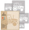 NAKLEO Schablonen Malen für Kinderzimmer, 5 Stück Set 9x9 bis 34x34cm Traktor Land Bauernhof, Wiederverwendbare Kunststoff Malvorlage Raumdekoration, Basteln DIY Wand Möbel Papier Stoff