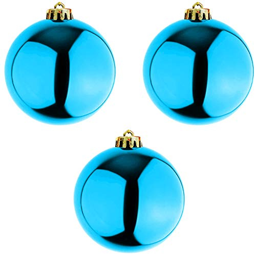 Mojawo 3 Stück XXL Christbaumkugeln Blau Weihnachtsbaumkugeln Baumschmuck Petrol Ø 20cm Schmuckkugeln