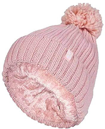 HEAT HOLDERS - Damen Warm Strick Kunstfell Mütze mit Bommel und Fleecefutter (One Size, Coral (Arden))