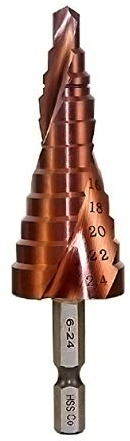 Mengshen Cobalt Stufenbohrer 6-24 mm, HSS M35 Senker Spiralflöte Großbohrer Mehrloch Sechskantschaft Senkbohrung Schneiden Vergrößern Edelstahlplatte Abschrecken Stahlplatte