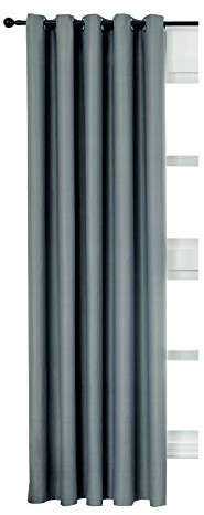 WOLTU Verdunklungsvorhänge Gardinen mit Ösen Thermo Vorhang Blickdicht gegen Kälte und Hitze Ösenschal, 250g/m² Dicke Vorhänge Blackout Curtains Wohn-/Schlafzimmer, 135x225 cm Schiefer Grau (1 Stück)