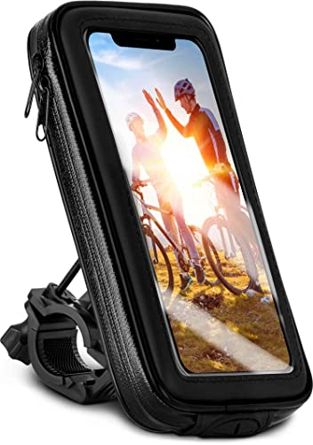 moex Fahrrad Handyhalterung kompatibel mit Huawei P smart 2019 - Lenkertasche mit Sichtfenster, neig- und drehbar, Lenker Halterung wasserdicht, Schwarz