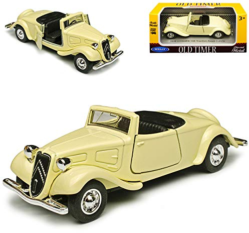 Citroën Traction Avant 11B Cabriolet Ouvert Beige Crème 1934-1957 env. 1/43 1/36-1/46 Welly Modèle de voiture