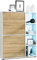 Vladon Highboard Schrank Anrichte Cuba mit 8 Fächern, Made in Germany, Korpus in Weiß matt/Fronten in Eiche Natur, mit RGB LED Beleuchtung