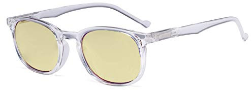 Eyekepper Retro Blue Light Glasses Women Men - Blocking Ray Screen Glare Computer Eyeglasses with Yellow Filter Lens - Transparent