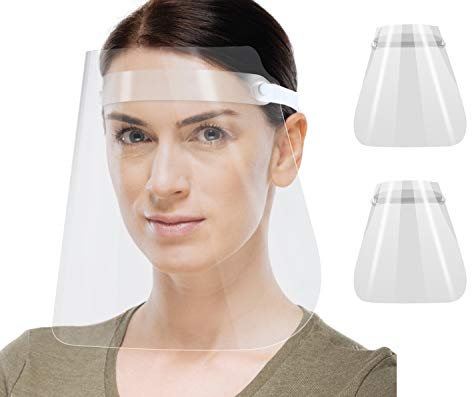 2 Stück XL Gesichtsschutz Gesichtsvisier Schutzschild Face Shield Visier Augenschutz Schutzvisier Anti-Beschlag Klar