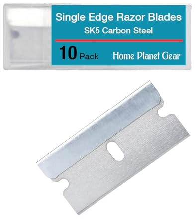 Cuchillas de afeitar de un solo filo, paquete de 10 unidades – Cuchilla de afeitar plana industrial de borde recto – diez cuchillas en práctica caja de almacenamiento