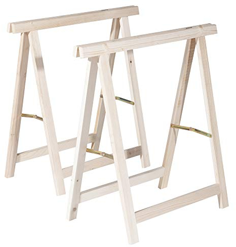 VERDELOOK | Coppia di Cavalletti Pieghevoli in Legno, 75x75 cm, In Legno di Abete, Per Fai Da Te, Colore Legno Naturale, Cavalletti da Lavoro Richiudibili, Confezione da 2