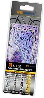 Jitong 8/9/10/11-Speed Bicycle Chain, 116 Links Steel High Strength Bike Derailleur Chain for Road Mountain Bicycle Compatible with Shimano, Campagnolo and SRAM - Colorful |11-speed |semi-hollow