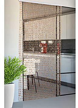 CapitanCasa Rideau à panneau anti-mouches avec perles pour portes/fenêtres couleur beige 120 x 220 cm beige