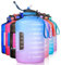 ETDW 2.2 Litre Water Bottle with Straw and Time Marker, Half Gallon Drinking Bottle with Handle BPA Free, 2.2L LeakProof Reusable Huge Water Jug One Hand Open Blue Pink