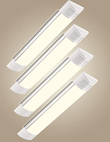 Sararoom Pantalla LED Tubo Integrado 30CM 10W 1200LM Luminaria LED, Luz Blanco cálido 3000K Lamparas LED Techo, Ángulo de haz de 130° Regleta Batten Light Para Barra Cocina Oficina Hogar, 4 Pack