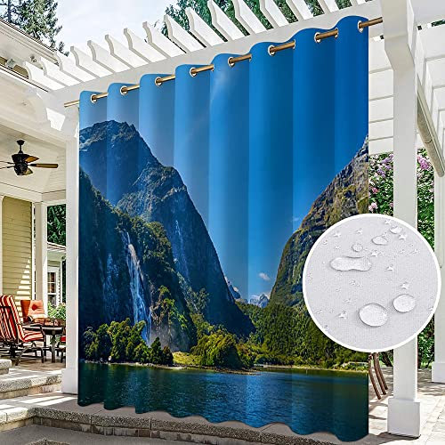Bedruckte Vorhänge für den Außenbereich, wasserdicht, für Terrasse, Veranda, Jalousien, Pavillon, Baldachin, mit Ösen, 1 Panel, 234 x 350 cm