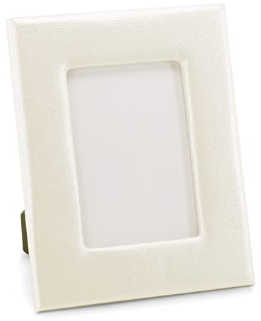AmeliaHome Bilderrahmen Fotorahmen glänzend Lederoptik Shina Creme