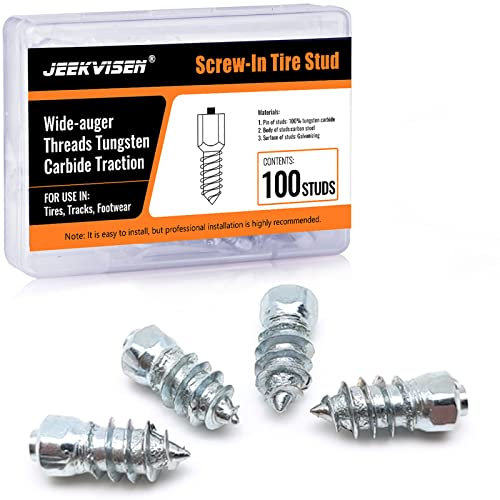 JEEKVISEN Carbide Screw Tire Studs Snow Spikes for Wading/Running/Fly Fishing Boots,Running Shoes,Fat/Snow Bike,Lawnmower,Lawn Sweeper,snowblower,Small Tractor,ATV,UTV,Motorcycle