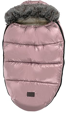 my junior® Lunar Fußsack | kuscheliger Fleece-Innenstoff | inkl. Gurtschlitze für Kinderwagen und Buggy mit 5-Punkt-Gurtsystem - Sundown Rose