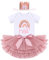 FYMNSI Baby Mädchen Boho Regenbogen 1/2. Geburtstag Outfit Baumowlle Kurzarm Strampler Body Tütü Tüll Rock Hut Stirnband Halber Geburtstag Party Fotoshooting Bekleidungsset Dunkelrosa 6 Monate