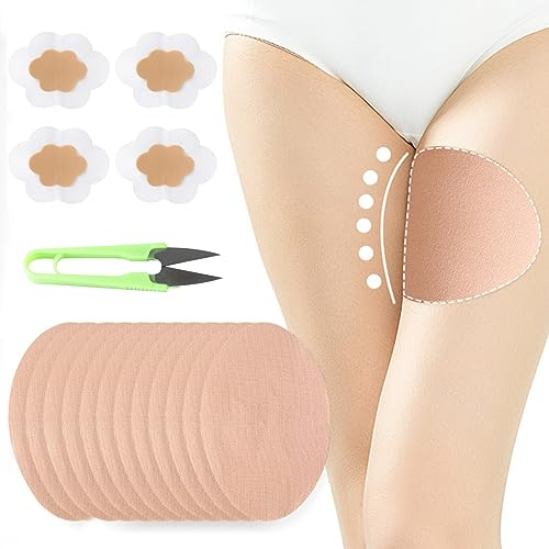 Oberschenkel Reiben Schutz 12PCS Bandelate Oberschenkelbänder Anti Scheuern Oberschenkel Damen Anti Reiben Oberschenkel Schenkelschoner Oberschenkelband Anti Chafing Band mit 4 Blasenpflaster Schere