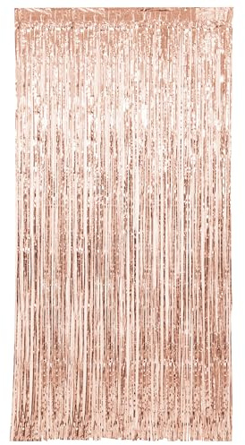 Unique 16836 Foil Fringe Door Curtain x 2 m-Rose Gold Colour-1 Count (Pack of 1)