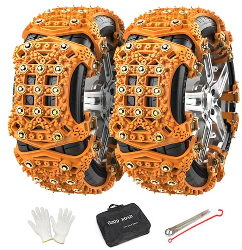 WYRIAZA Schneeketten Universal Auto Schnellmontage - Snow Chains Cars 165-265MM R15-R19 6 Stück zum Beispiel Schneeketten 225 55 R17 Schneeketten 205 55 R16 Schneeketten 215 65 R16 Schneeketten 205 60