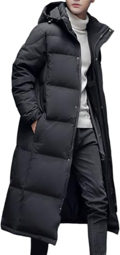 Oanviso Veste en Duvet Longue Homme Manteaux à Capuche Hiver A Noir L