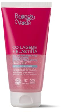 Bottega Verde - Gel Detergente Viso, Collagene + Elastina, 150 ml, Rinnovatore, Effetto Pelle Nuova, con Phytocollagen e Skinectura, per Tutti i Tipi di Pelle