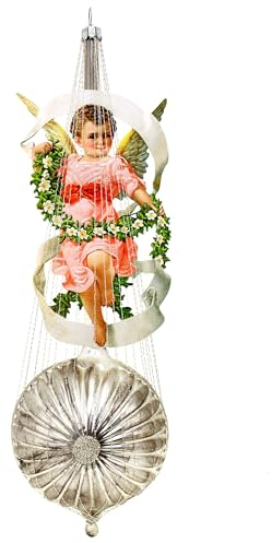 Hamburger Weihnachtskontor® - Christbaumschmuck Nostalgische Blütenkugel mit Engel
