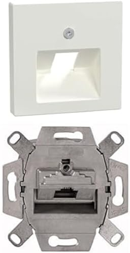 Bundle aus Schneider Electric Merten 296219 Zentralplatte für UAE-Einsatz, 1-fach, Polarweiß glänzend, System M + MEG4530-0000 UAE-Einsatz 8 Kat 6A iso, Unterputzeinsatz 1xRJ45, Antennendose