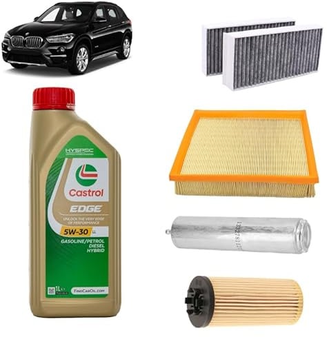 Kit tagliando 4 filtri + 5L olio Edge 5W30 per BMW X1 F48 2014+ 1.6d 1.8d 2.0d 2.5d
