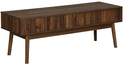 Alice's Home - Meuble TV décor Bois de Noyer. 2 Portes coulissantes L 115 x l 40 x H 48cm - Linear