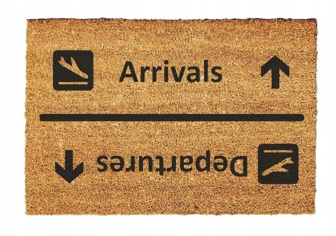 Giftstory Kokosmatte Fußmatte Kokos Arrivals Departures für Innen und Außen 80x50 Fussmatte Haustür - Willkommen Doormat Mat Lustig Türmatte - Geschenk Gift Gadget