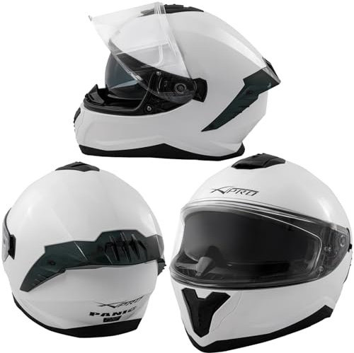 A-Pro Integralhelm Motorradhelm Rollerhelm Innensonnenblende Helm Weiss L