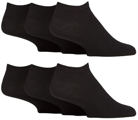 Gentle Grip - 6 Pairs Mens Diabetic Trainer Socks | Non Elastic Low Cut Ankle Socks (12-14, Black)