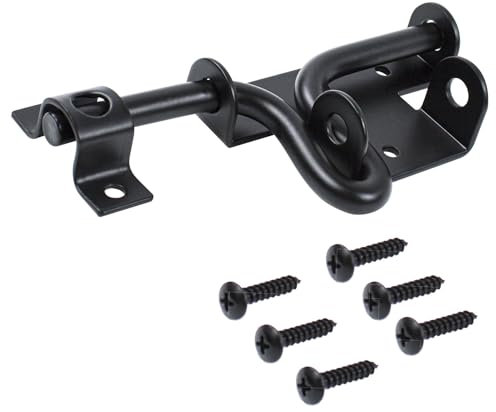Heavy Duty Slide Bolt Gate Latch with Padlock Hole, Heavy Duty Door Bolt for Wooden Gates, Shed, Fence, Barn, Yard & Garden Doors – 160mm Black Iron Gate Lock