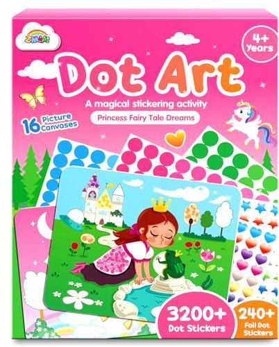 ZMLM Bastelaktivität Kunst Klebepunkte Bunt für Kinder, Reise Punkte Aufkleber Bastelsets Schmutzfreie Kunst für Kleinkinder, Weihnachten Geburtstag Mädchen Geschenke für 3 bis 7 Jahre