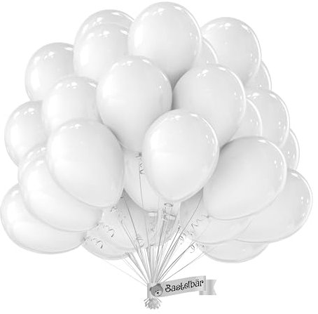 BIO Luftballons Weiß • [100 Stück] • MADE IN EU • Premium Ballons aus 100% reinem Naturlatex • Helium Luftballons Bunt • aus natürlichen Rohstoffen • Luftballons Geburtstag • Luftballons Weiss