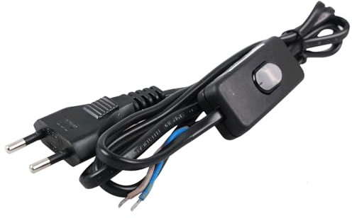 Interruptor con Cable de 2 x 0,75 mm² y Longitud de 1,5 m, Color Negro, Ideal para controlar la luz en diversas instalaciones eléctricas.
