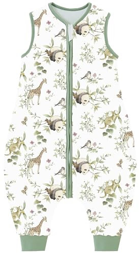 Chilsuessy Baby Schlafsack mit Füße 2.5 Tog Ganzjahres Schlafsack Baby Schlafsäcke Babyschlafsack mit Beinen für Säugling Kinder, 2.5 Tog/Schöner Zoo, 100cm/Baby Höhe 110-120cm