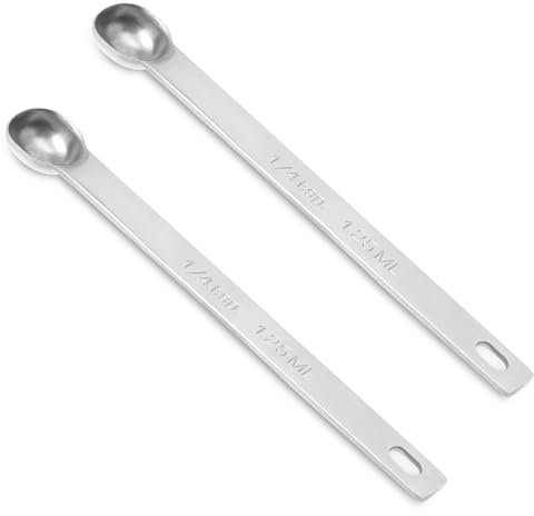 2 Pcs 1/4 Teaspoon Stainless Steel Single Measuring Spoon 1.25 ml Teaspoon Rectangular Individual Measuring Spoons (1/4Tsp | 1.25 ML | 1.25 cc | 1/4 Tablespoon)