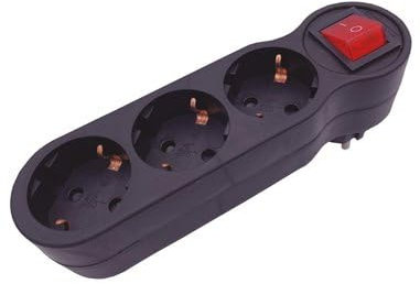 Voleur triple sortie (3680W maximum) avec interrupteur en polypropylène noir